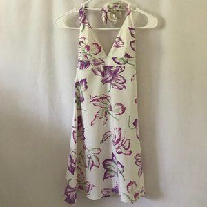 Manuel Canovas White & Purple Floral Halter Dress